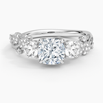 Canopy Three Stone Diamond Ring Platinum Cushion Engagement Ring