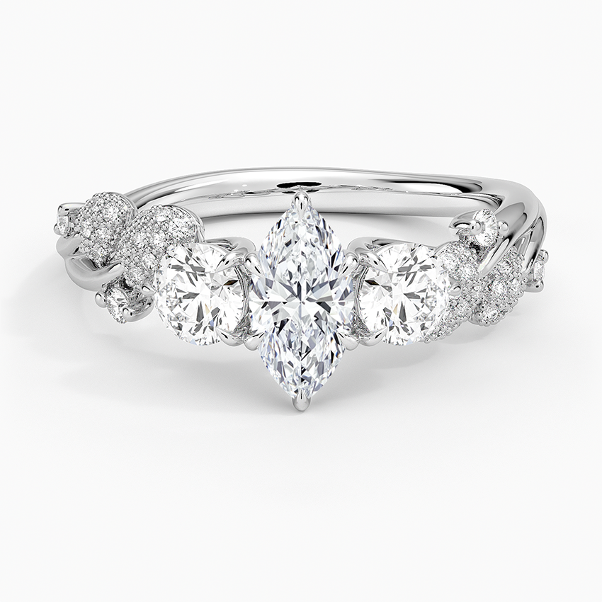 Canopy Three Stone Diamond Ring Platinum Marquise Engagement Ring