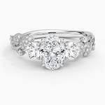 Canopy Three Stone Diamond Ring Platinum Oval Engagement Ring