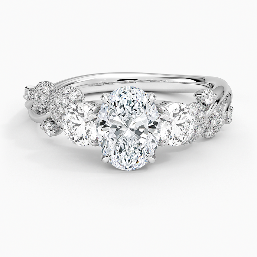 Canopy Three Stone Diamond Ring Platinum Oval Engagement Ring