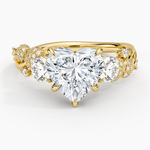 Canopy Three Stone Diamond Ring Yellow Gold 18k Heart Engagement Ring