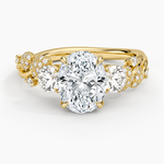 Canopy Three Stone Diamond Ring Yellow Gold 18k Oval Engagement Ring
