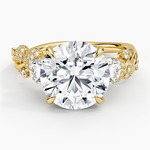 Canopy Three Stone Diamond Ring Yellow Gold 18k Round Engagement Ring