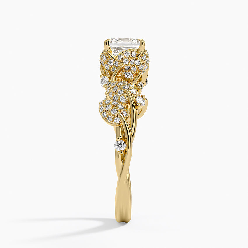 Luxe Canopy Diamond Ring Yellow Gold 18k Asscher Engagement Ring