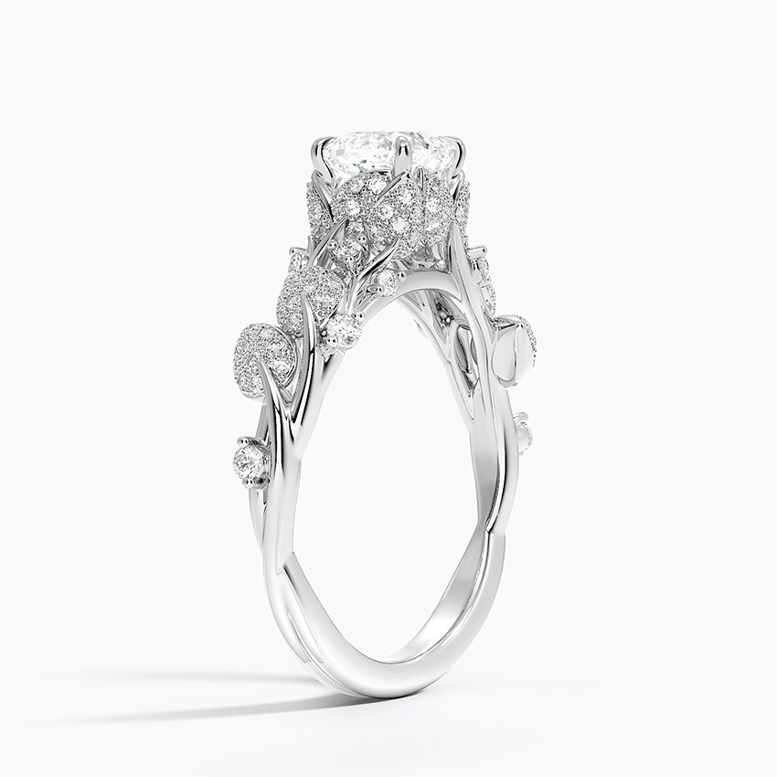 Luxe Canopy Diamond Ring Platinum Cushion Engagement Ring