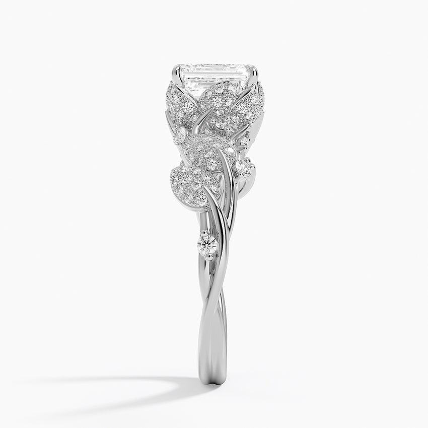 Luxe Canopy Diamond Ring Platinum Emerald Engagement Ring