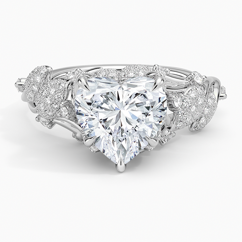 Luxe Canopy Diamond Ring Platinum Heart Engagement Ring