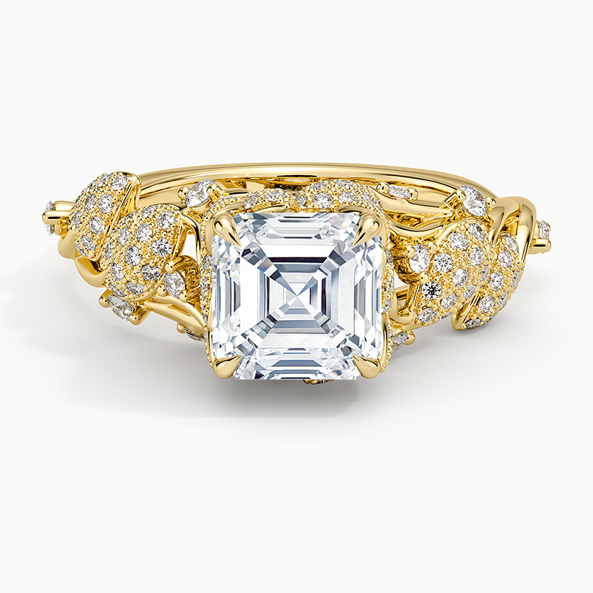 Luxe Canopy Diamond Ring Yellow Gold 18k Asscher Engagement Ring