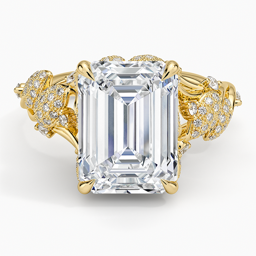 Luxe Canopy Diamond Ring Yellow Gold 18k Emerald Engagement Ring