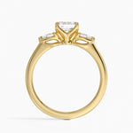 Petite Fleur Three Stone Diamond Ring Yellow Gold 18k Asscher Engagement Ring