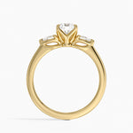 Petite Fleur Three Stone Diamond Ring Yellow Gold 18k Cushion Engagement Ring