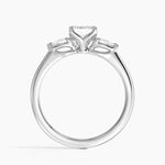 Petite Fleur Three Stone Diamond Ring Platinum Emerald Engagement Ring