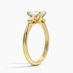 Petite Fleur Three Stone Diamond Ring Yellow Gold 18k Emerald Engagement Ring
