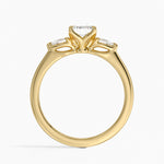 Petite Fleur Three Stone Diamond Ring Yellow Gold 18k Emerald Engagement Ring