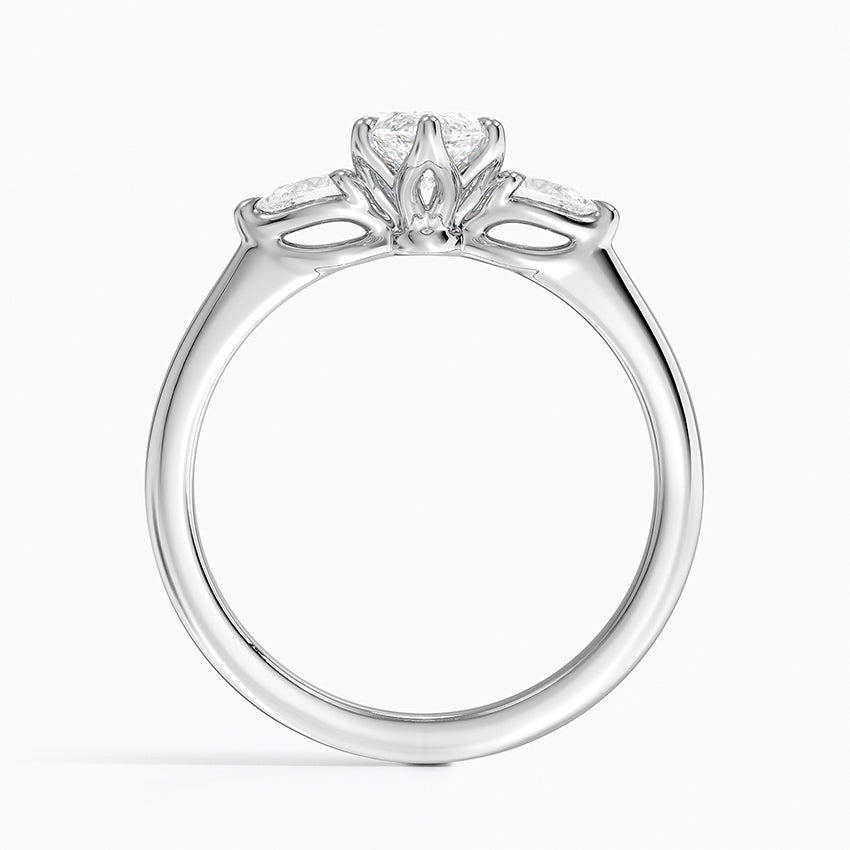 Petite Fleur Three Stone Diamond Ring Platinum Marquise Engagement Ring