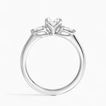 Petite Fleur Three Stone Diamond Ring Platinum Oval Engagement Ring