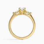 Petite Fleur Three Stone Diamond Ring Yellow Gold 18k Oval Engagement Ring
