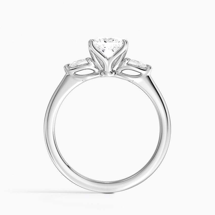 Petite Fleur Three Stone Diamond Ring Platinum Princess Engagement Ring