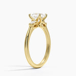 Petite Fleur Three Stone Diamond Ring Yellow Gold 18k Princess Engagement Ring