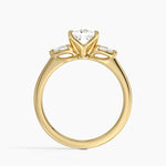 Petite Fleur Three Stone Diamond Ring Yellow Gold 18k Princess Engagement Ring