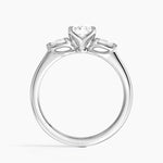 Petite Fleur Three Stone Diamond Ring Platinum Radiant Engagement Ring