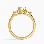 Petite Fleur Three Stone Diamond Ring Yellow Gold 18k Radiant Engagement Ring