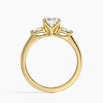 Petite Fleur Three Stone Diamond Ring Yellow Gold 18k Round Engagement Ring