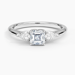 Petite Fleur Three Stone Diamond Ring Platinum Asscher Engagement Ring