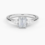 Petite Fleur Three Stone Diamond Ring Platinum Emerald Engagement Ring