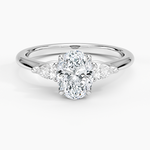 Petite Fleur Three Stone Diamond Ring Platinum Oval Engagement Ring