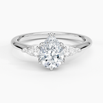 Petite Fleur Three Stone Diamond Ring Platinum Pear Engagement Ring