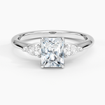 Petite Fleur Three Stone Diamond Ring Platinum Radiant Engagement Ring