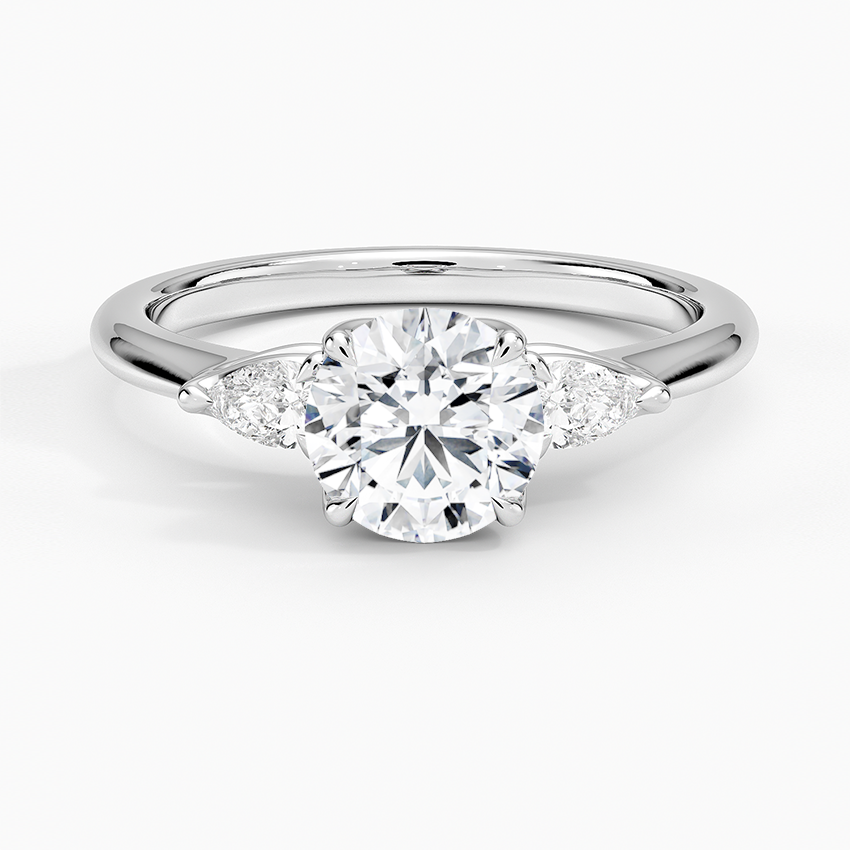 Petite Fleur Three Stone Diamond Ring Platinum Round Engagement Ring