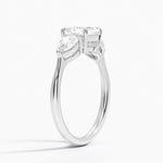 Luxe Opera Three Stone Diamond Ring Platinum Asscher Engagement Ring