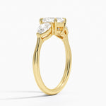 Luxe Opera Three Stone Diamond Ring Yellow Gold 18k Asscher Engagement Ring