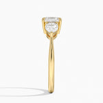 Luxe Opera Three Stone Diamond Ring Yellow Gold 18k Asscher Engagement Ring