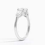 Luxe Opera Three Stone Diamond Ring Platinum Cushion Engagement Ring