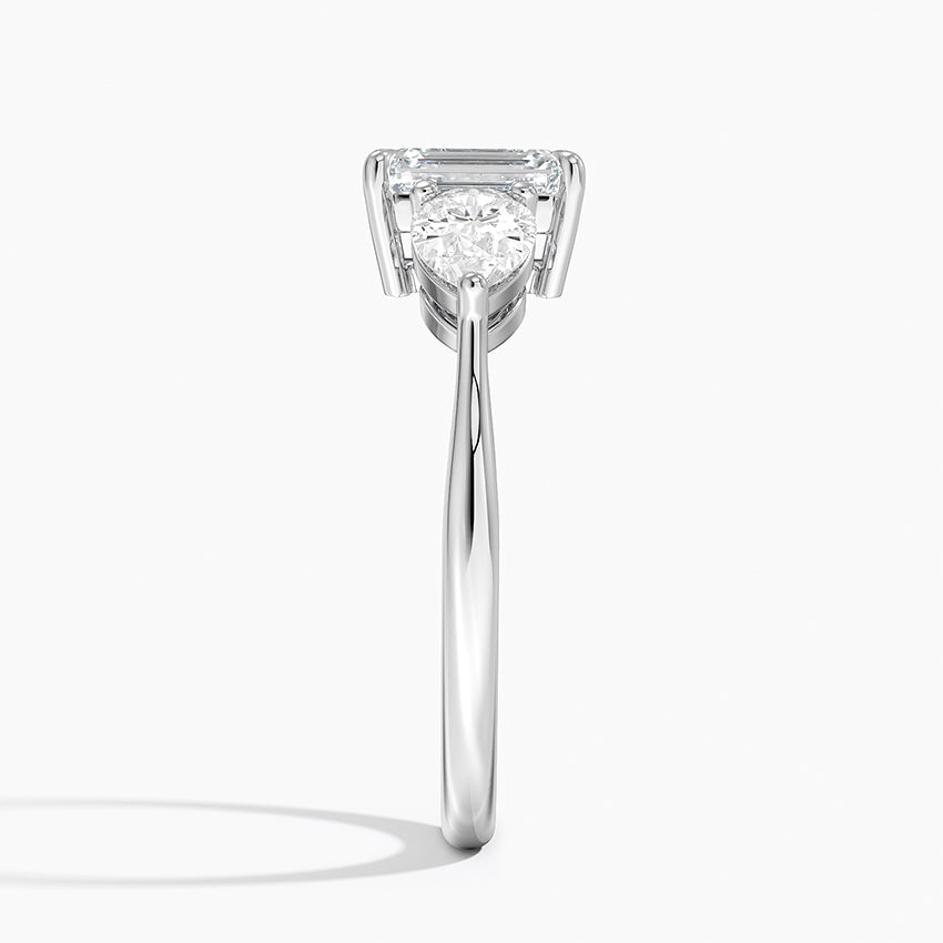 Luxe Opera Three Stone Diamond Ring Platinum Emerald Engagement Ring