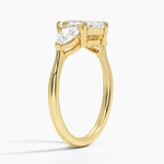 Luxe Opera Three Stone Diamond Ring Yellow Gold 18k Marquise Engagement Ring