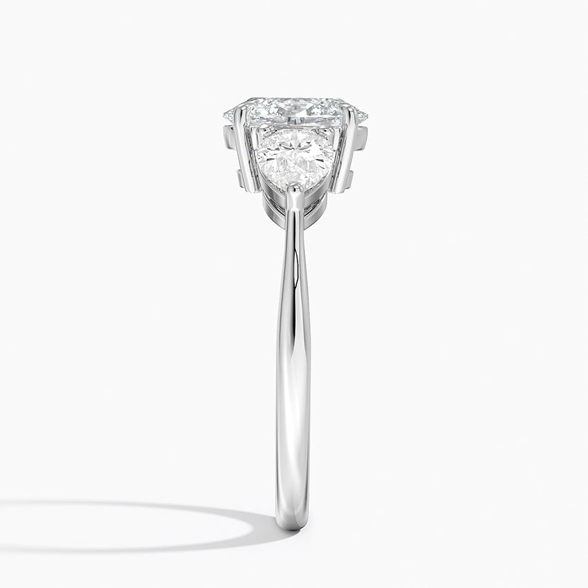 Luxe Opera Three Stone Diamond Ring Platinum Oval Engagement Ring