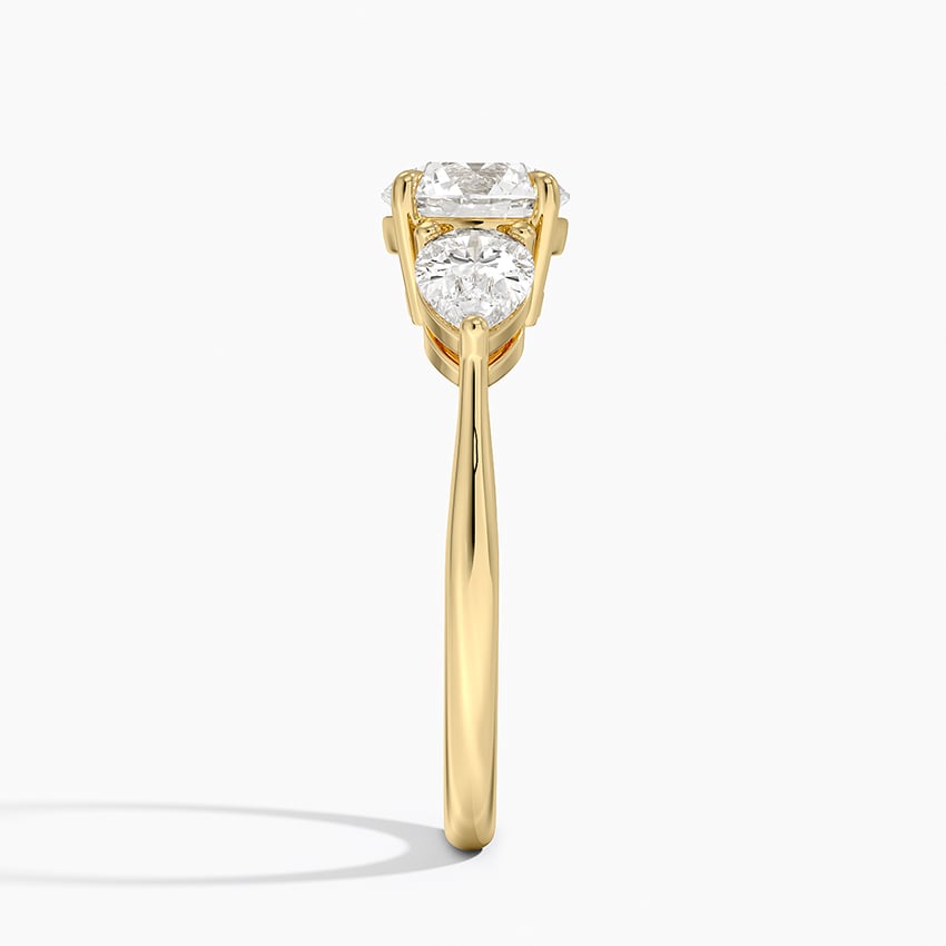Luxe Opera Three Stone Diamond Ring Yellow Gold 18k Round Engagement Ring