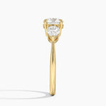 Luxe Opera Three Stone Diamond Ring Yellow Gold 18k Round Engagement Ring