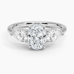 Luxe Opera Three Stone Diamond Ring Platinum Oval Engagement Ring