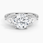 Luxe Opera Three Stone Diamond Ring Platinum Round Engagement Ring