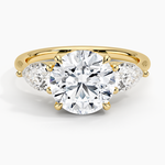 Luxe Opera Three Stone Diamond Ring Yellow Gold 18k Round Engagement Ring