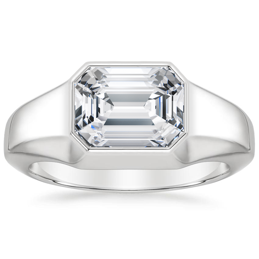 Haiden Bezel Engagement Ring 18K White Gold EM