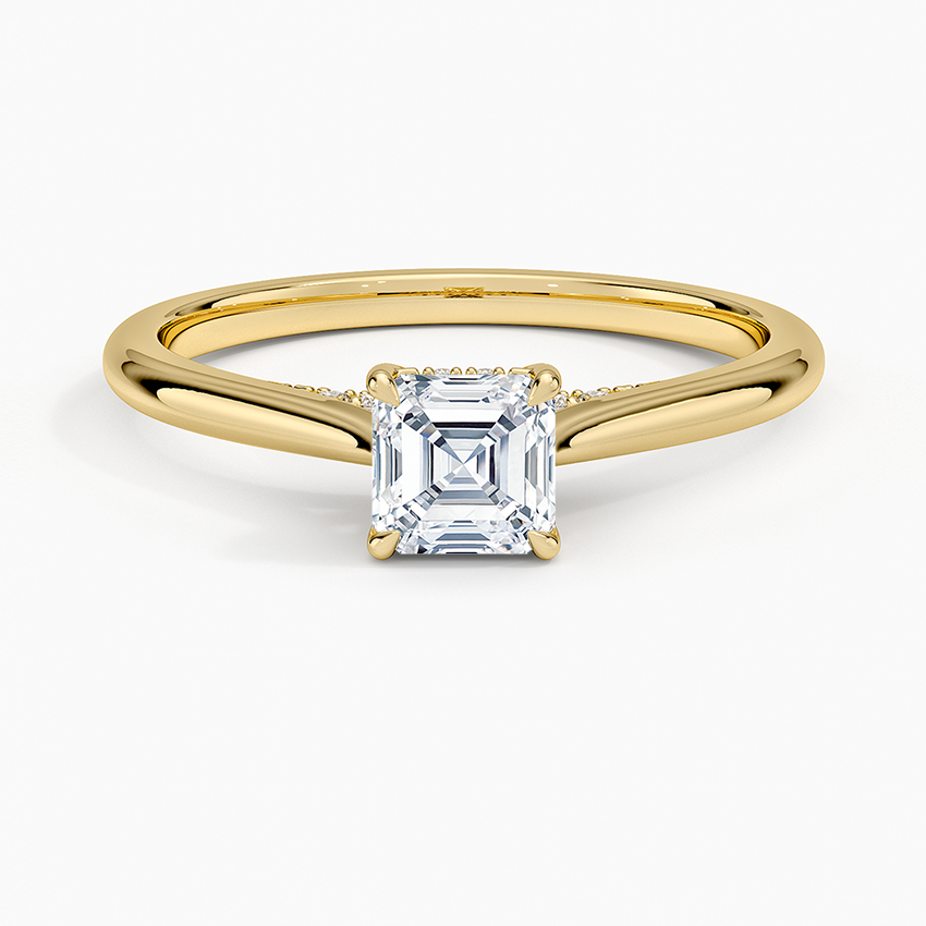 Dawn 1.5mm Diamond Ring Yellow Gold 18k Asscher Engagement Ring