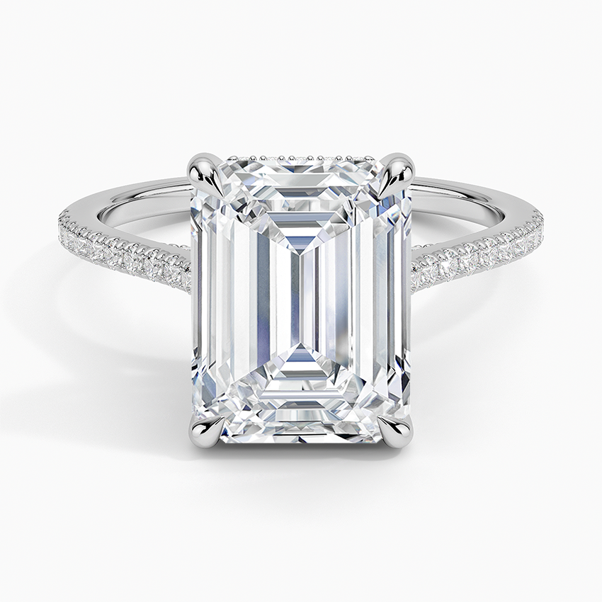 Luxe Dawn Diamond Ring Platinum Emerald Engagement Ring