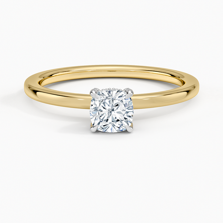 Mixed Metal Lumiere Diamond Ring White Gold 18k Cushion Engagement Ring