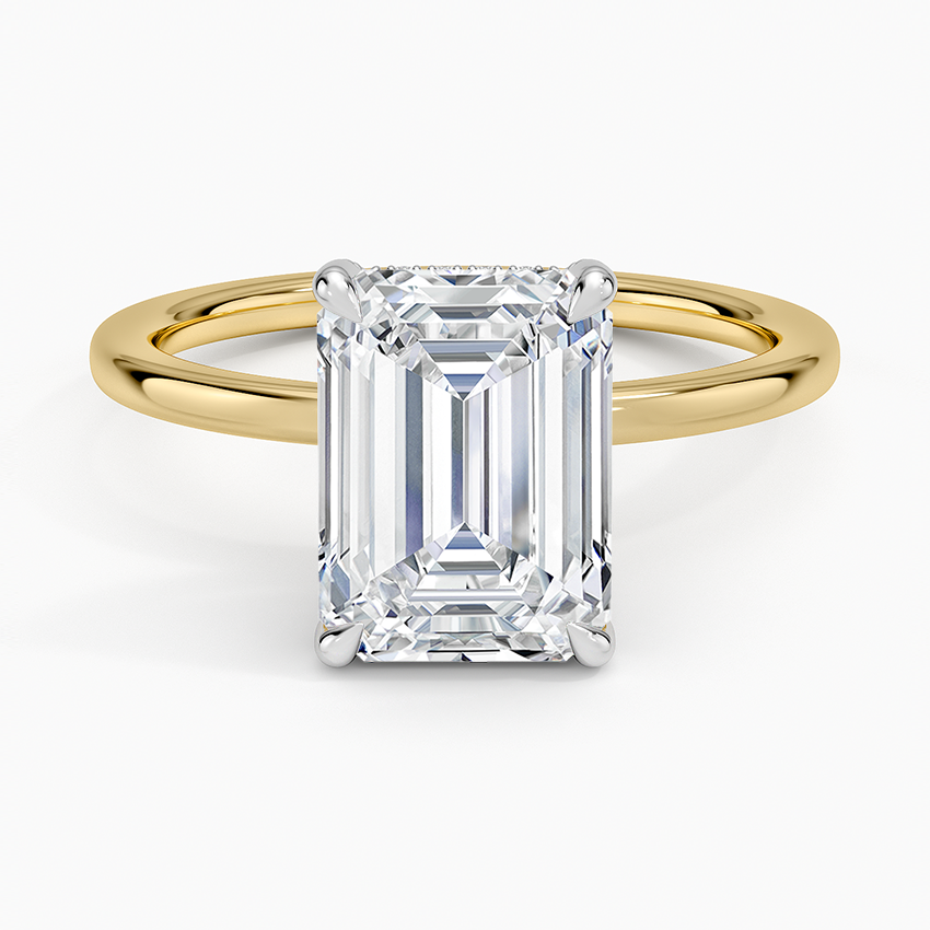 Mixed Metal Lumiere Diamond Ring White Gold 18k Emerald Engagement Ring